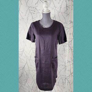 Blu9 Purple 100% Linen Midi Shift Dress w/ Pockets